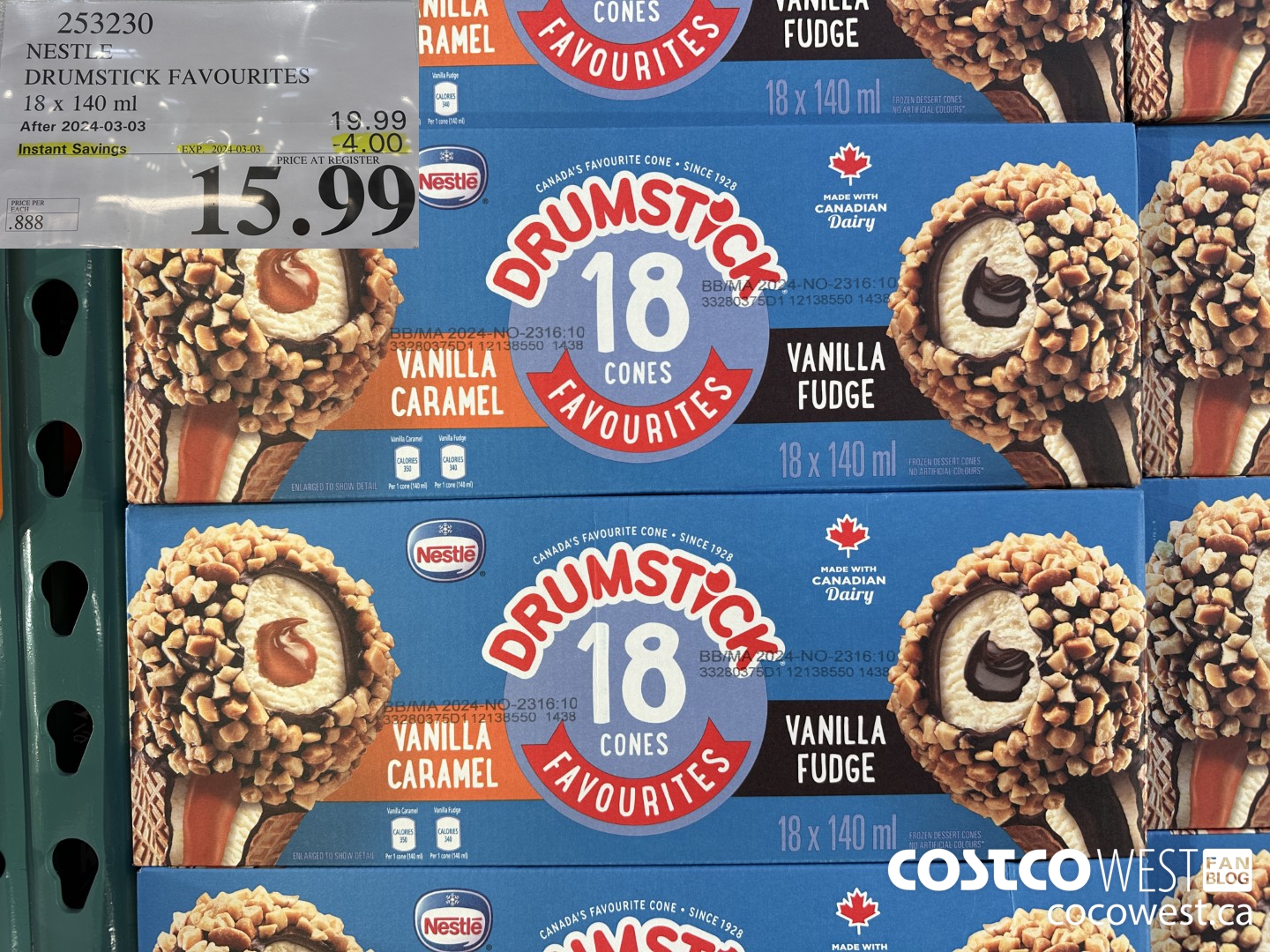 253230 NESTLE DRUMSTICK VARIETY PACK 18 x 140 ml ($4.00 INSTANT SAVINGS EXPIRES ON 2024-03-03) $15.99