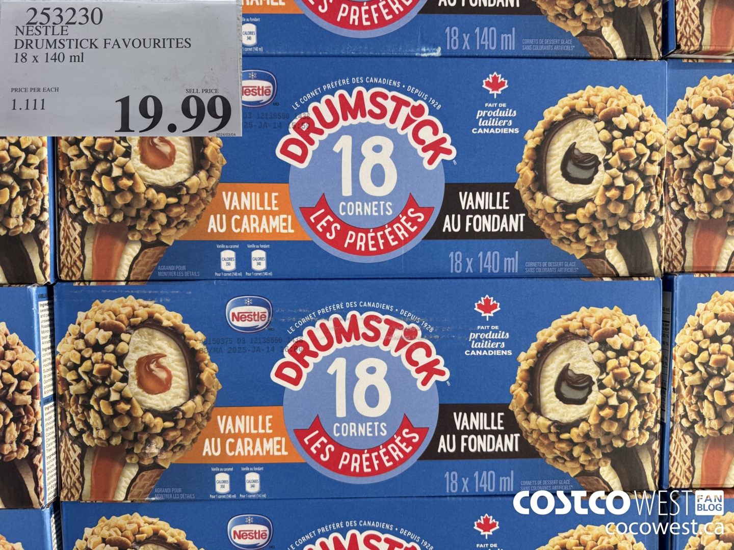 253230 NESTLE DRUMSTICK VARIETY PACK 18 x 140 ml $19.99