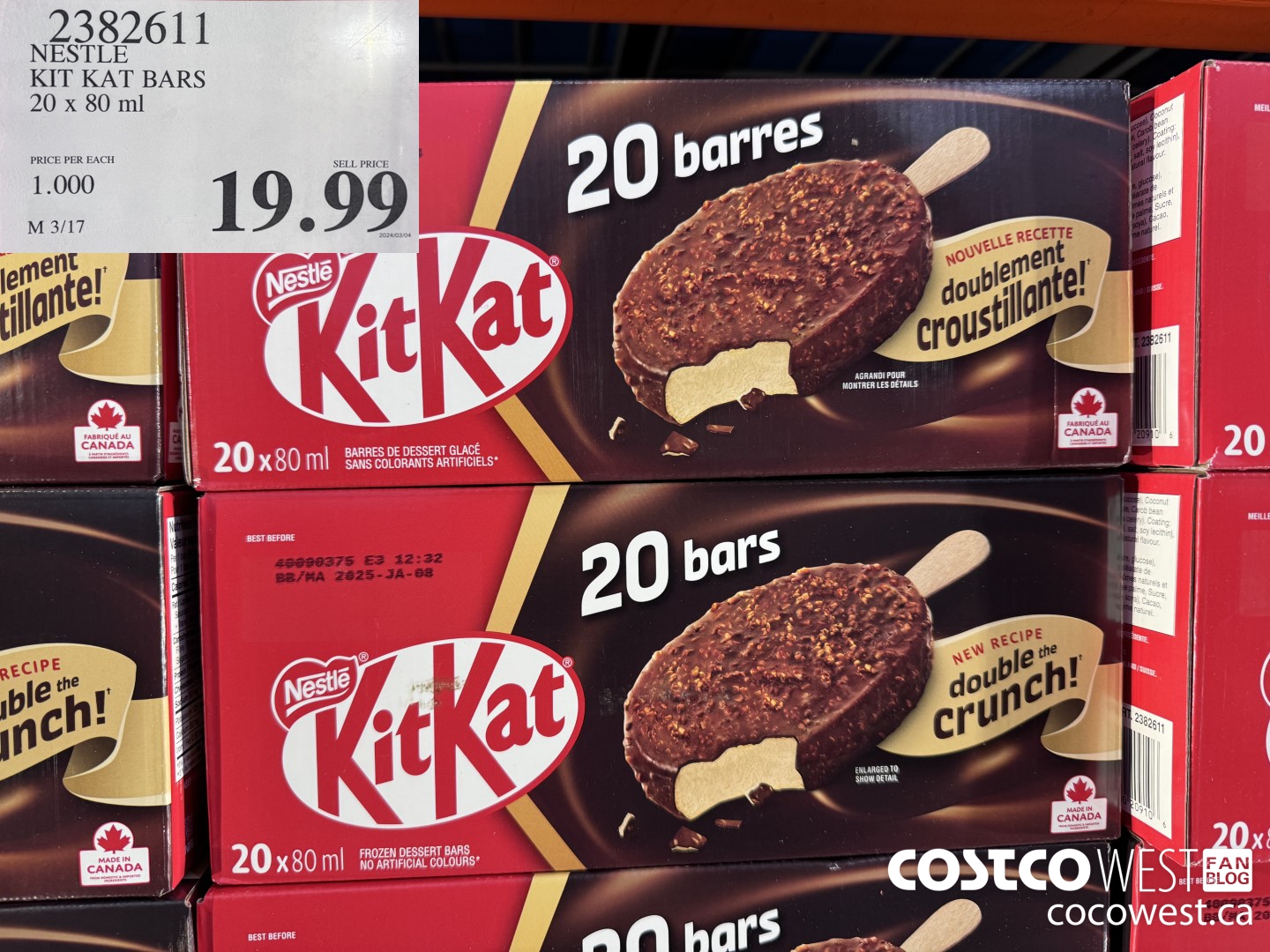 2382611 NESTLE KIT KAT BARS 20 X 80 ML $19.99