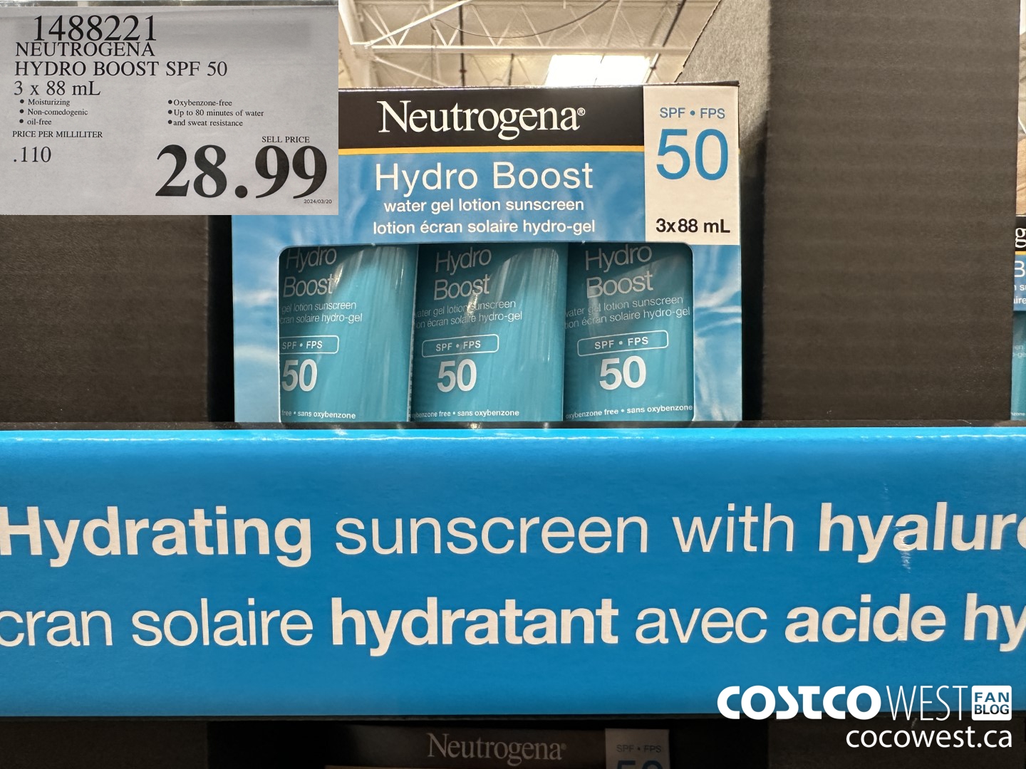 1488221 NEUTROGENA HYDROBOOST SPF 50 OXY-FREE 3 x 88 mL $28.99