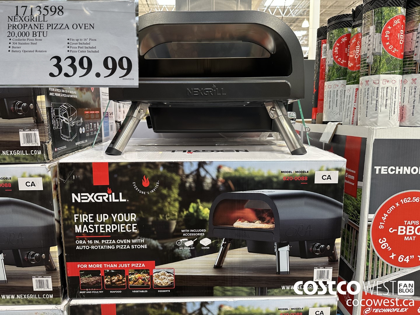 1713598 NEXGRILL PROPANE PIZZA OVEN 20,000 BTU $339.99