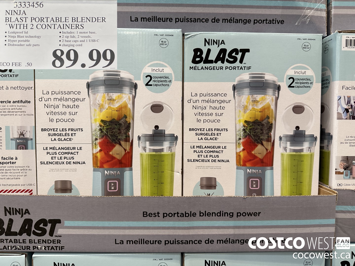 3333456 NINJA BLAST PORTABLE BLENDER WITH 2 CONTAINERS $89.99