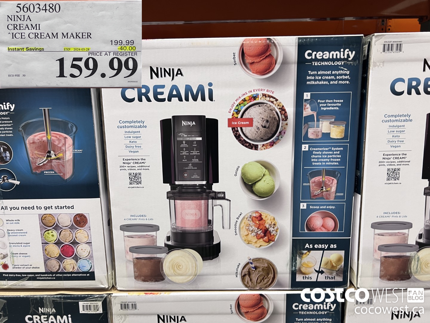 5603480 NINJA CREAMI ICE CREAM MAKER ($40.00 INSTANT SAVINGS EXPIRES ON 2024-03-28) $159.99