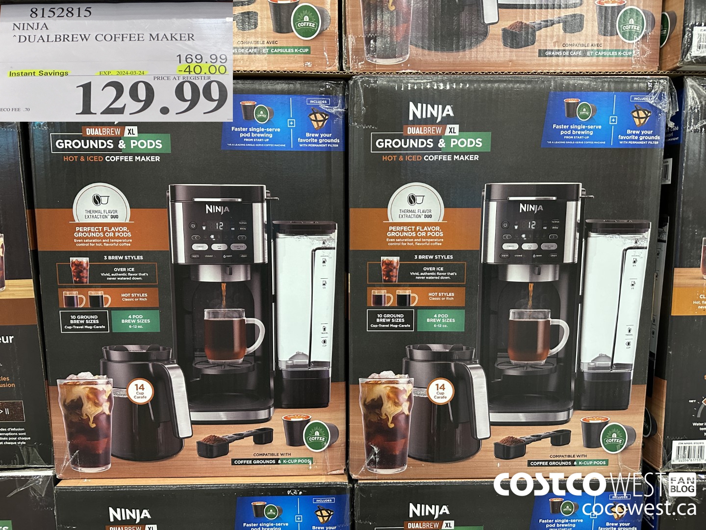 8152815 NINJA DUALBREW COFFEE MAKER ($40.00 INSTANT SAVINGS EXPIRES ON 2024-03-24) $129.99