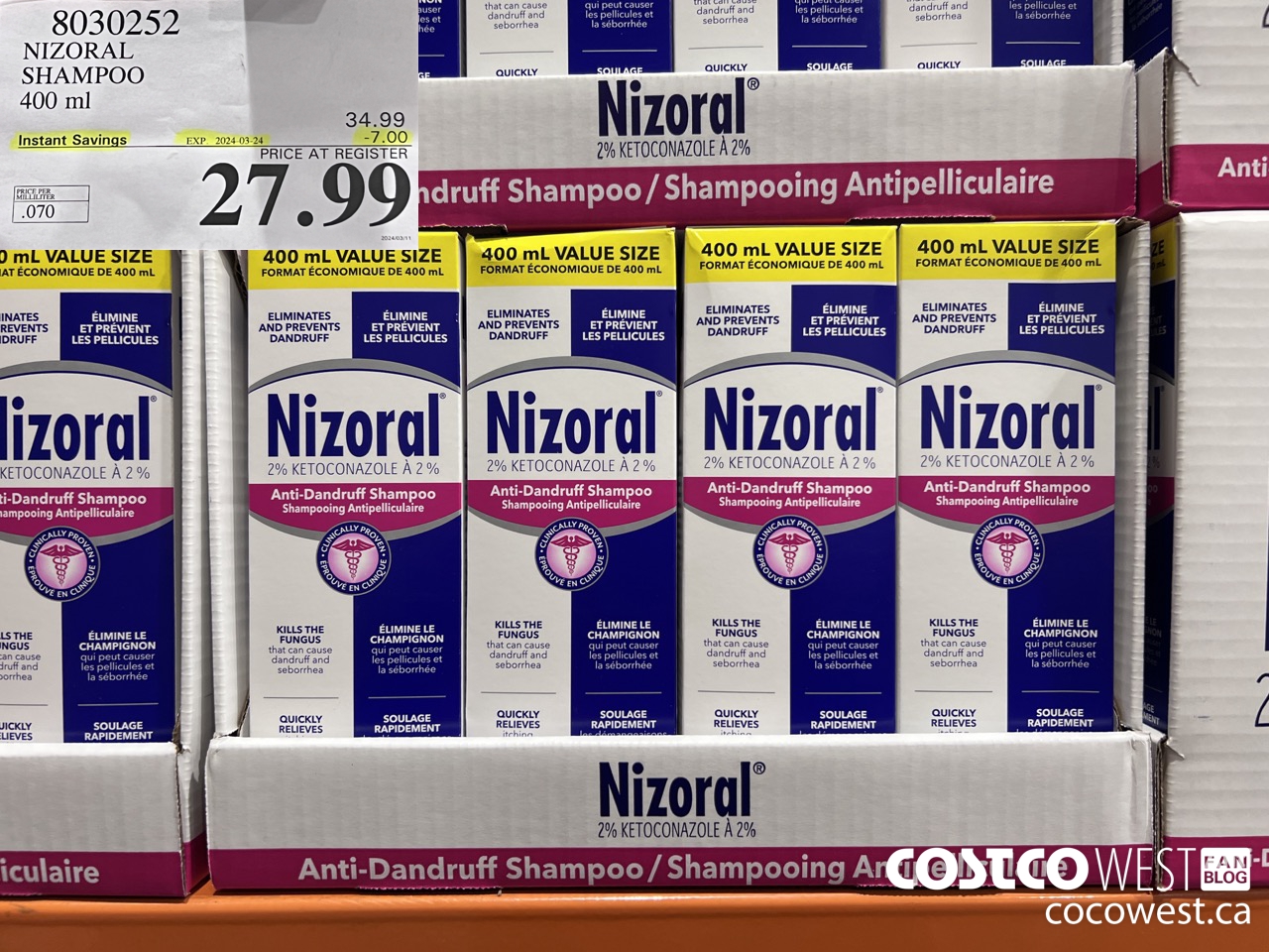 8030252 NIZORAL SHAMPOO 400ML ($7.00 INSTANT SAVINGS EXPIRES ON 2024-03-24) $27.99