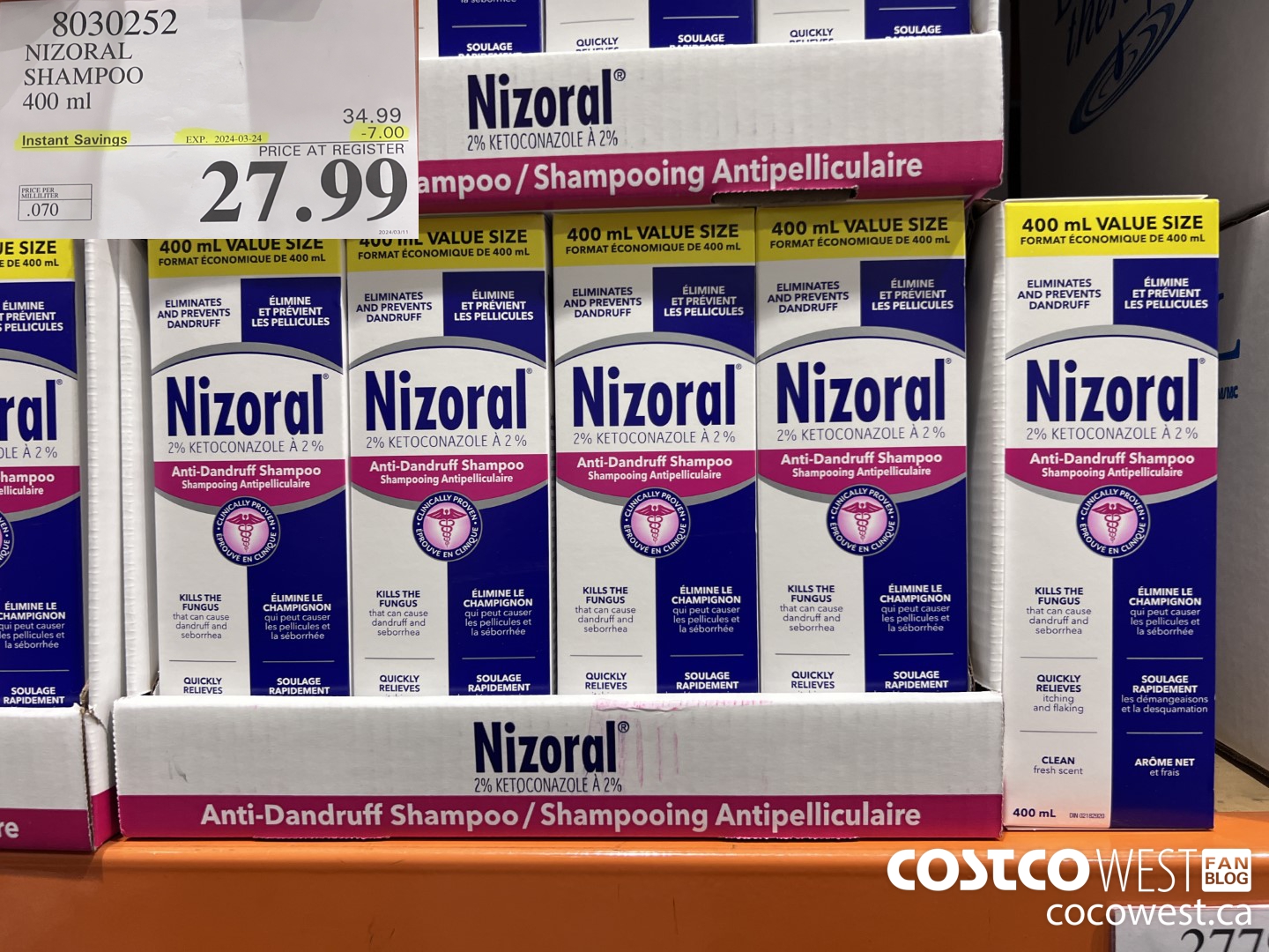 8030252 NIZORAL SHAMPOO 400ML ($7.00 INSTANT SAVINGS EXPIRES ON 2024-03-24) $27.99