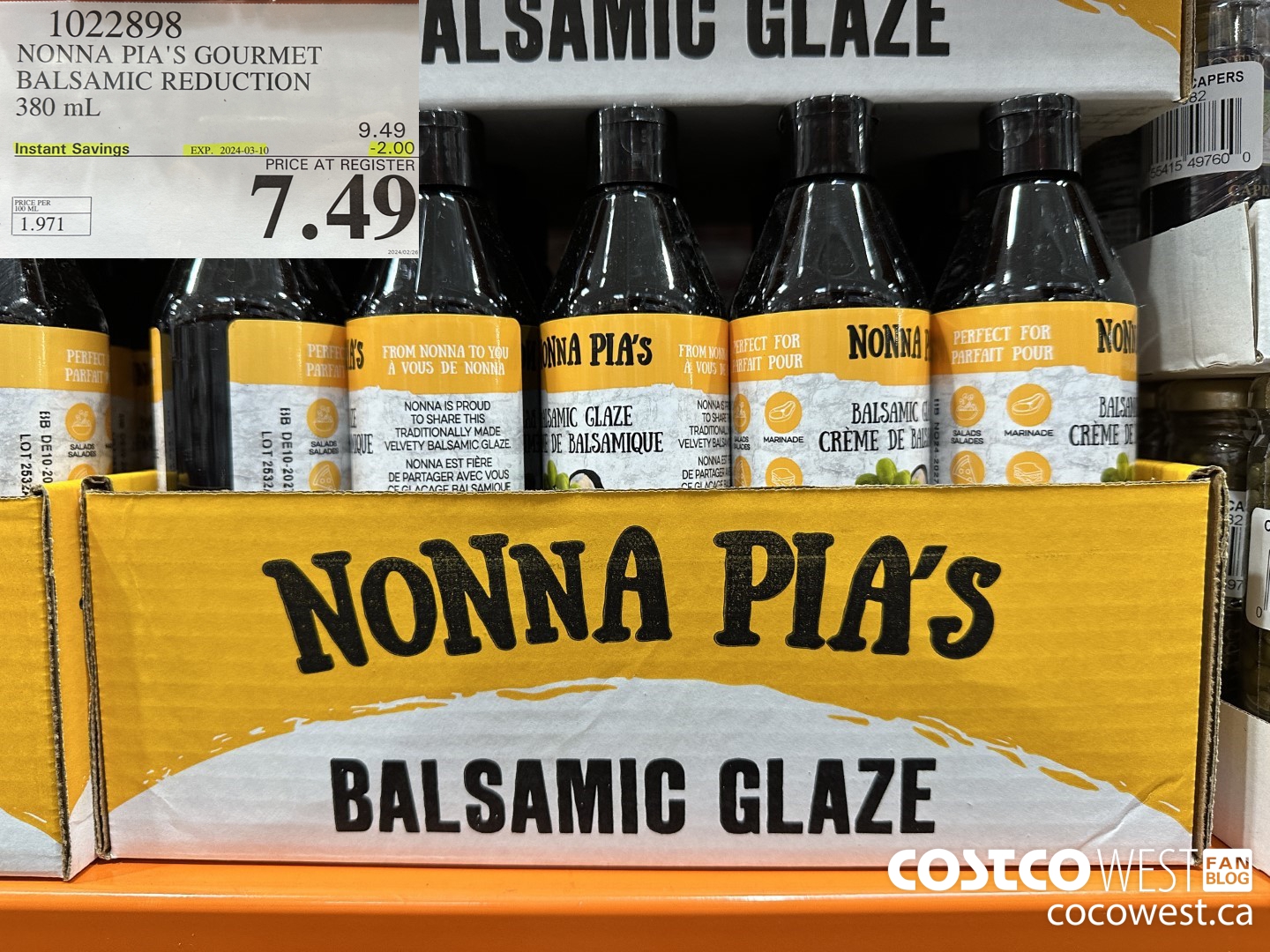 1022898 NONNA PIA'S GOURMET BALSAMIC REDUCTION 380 ML ($2.00 INSTANT SAVINGS EXPIRES ON 2024-03-10) $7.49