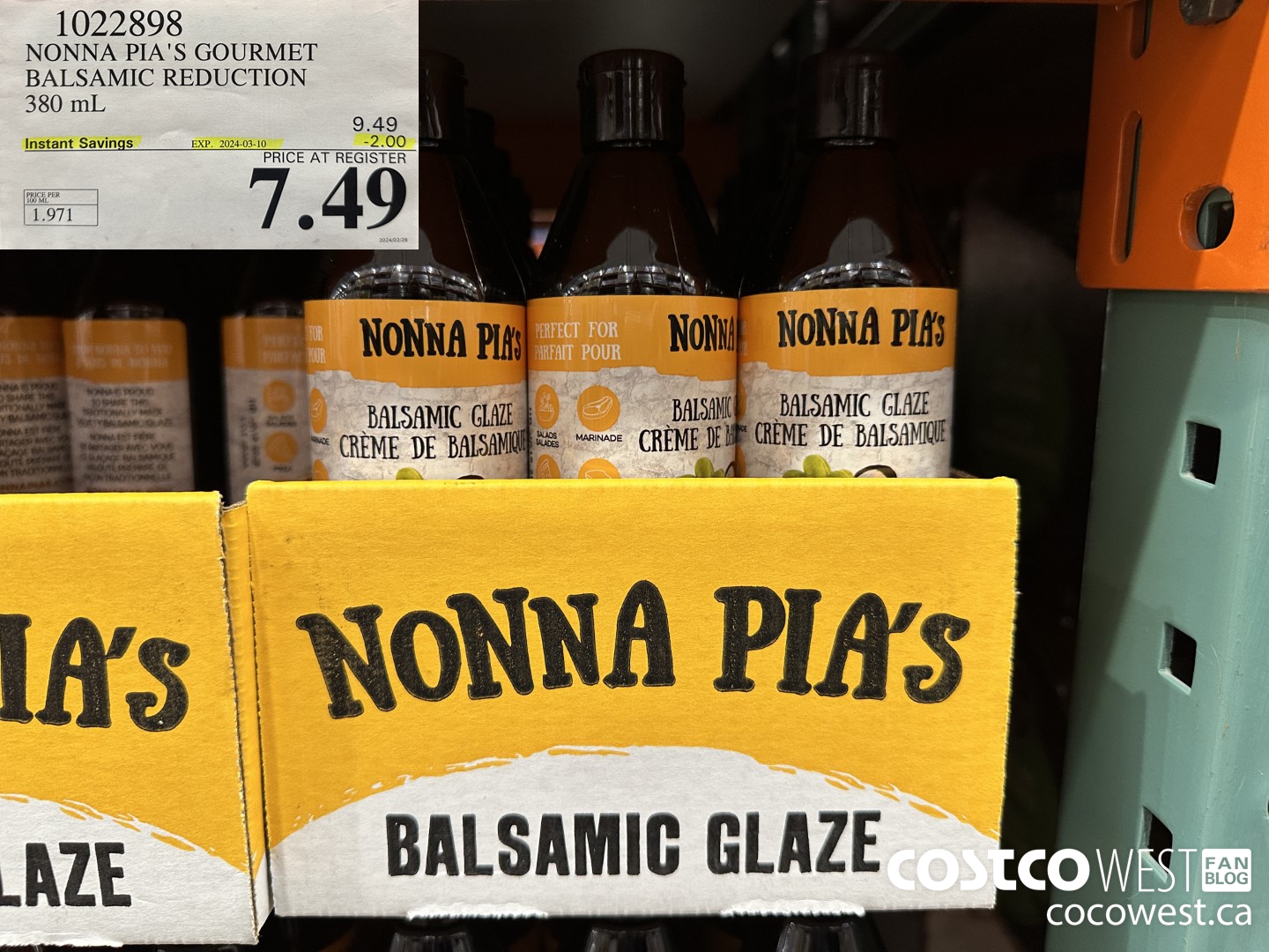 1022898 NONNA PIA'S GOURMET BALSAMIC REDUCTION 380 ML ($2.00 INSTANT SAVINGS EXPIRES ON 2024-03-10) $7.49