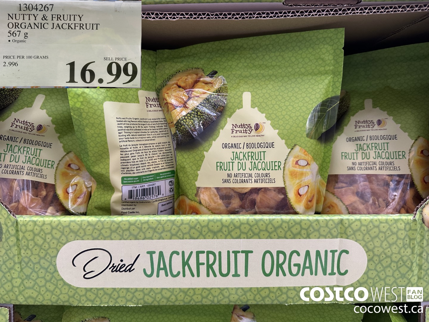 1304267 NUTTY & FRUITY ORGANIC JACKFRUIT 567 G $16.99