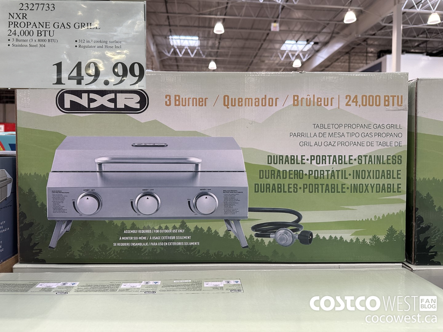 2327733 NXR PROPANE GAS GRILL 24,000 BTU  $149.99
