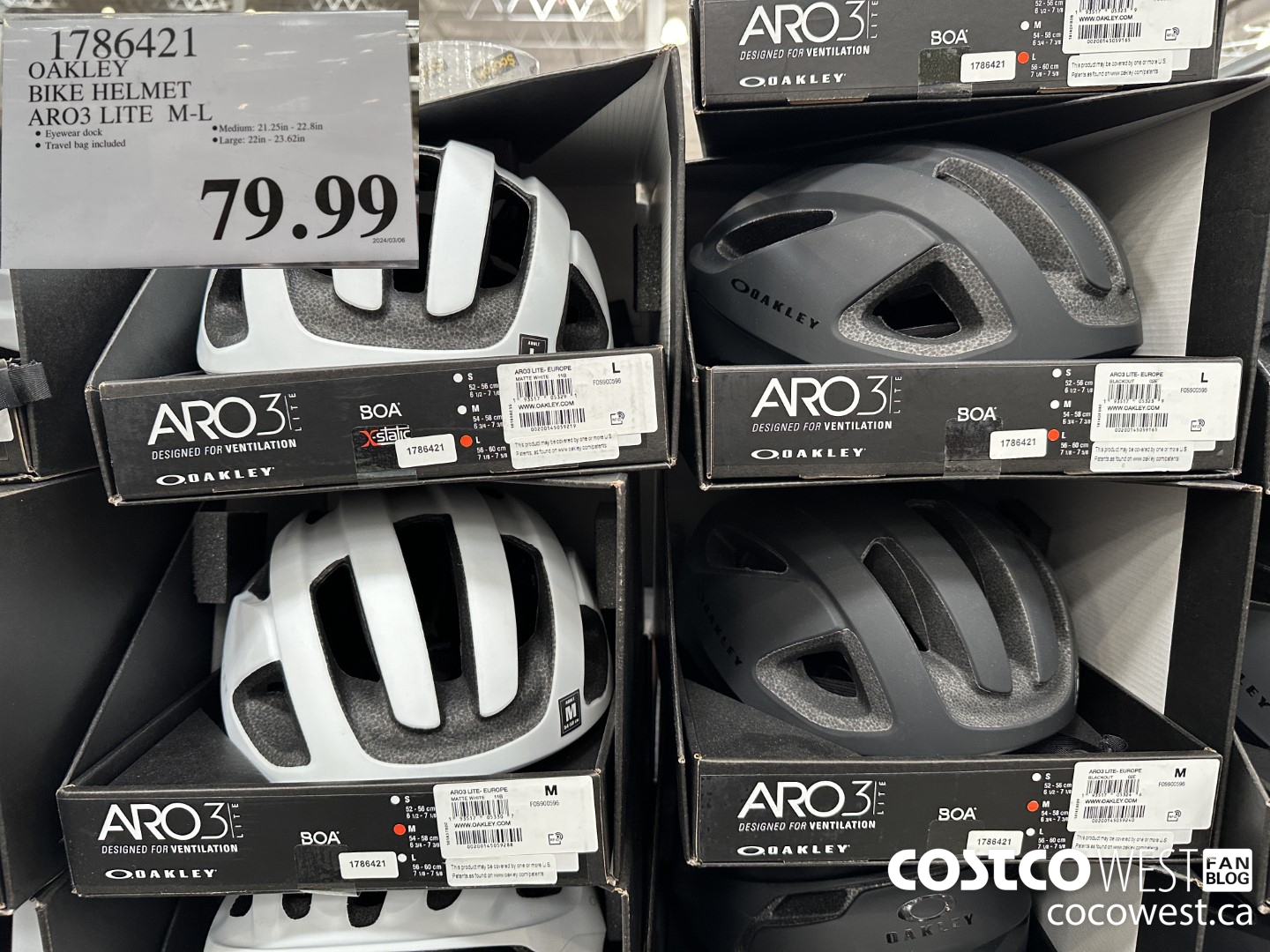 1786421 OAKLEY BIKE HELMET ARO3 LITE M-L $79.99