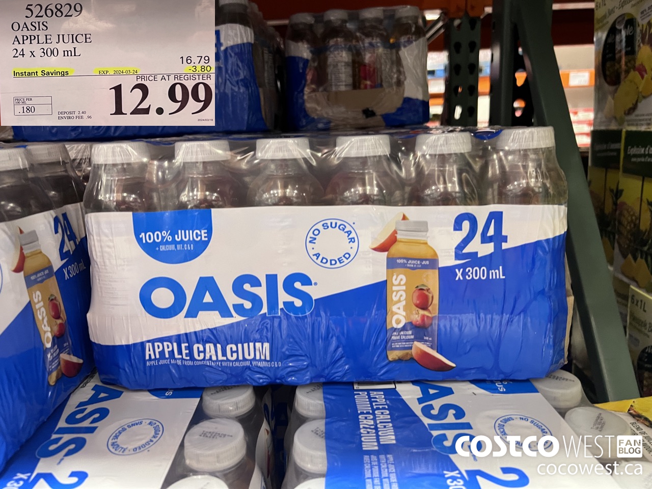 526829 OASIS APPLE JUICE 24 x 300 mL ($3.80 INSTANT SAVINGS EXPIRES ON 2024-03-24) $12.99