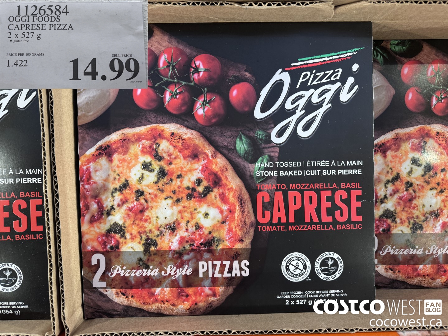 1126584 OGGI FOODS CAPRESE PIZZA 2 X 527 G $14.99