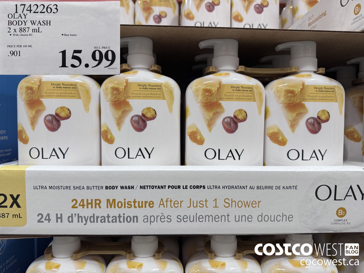 1742263 OLAY BODY WASH 2 X 887 ML $15.99