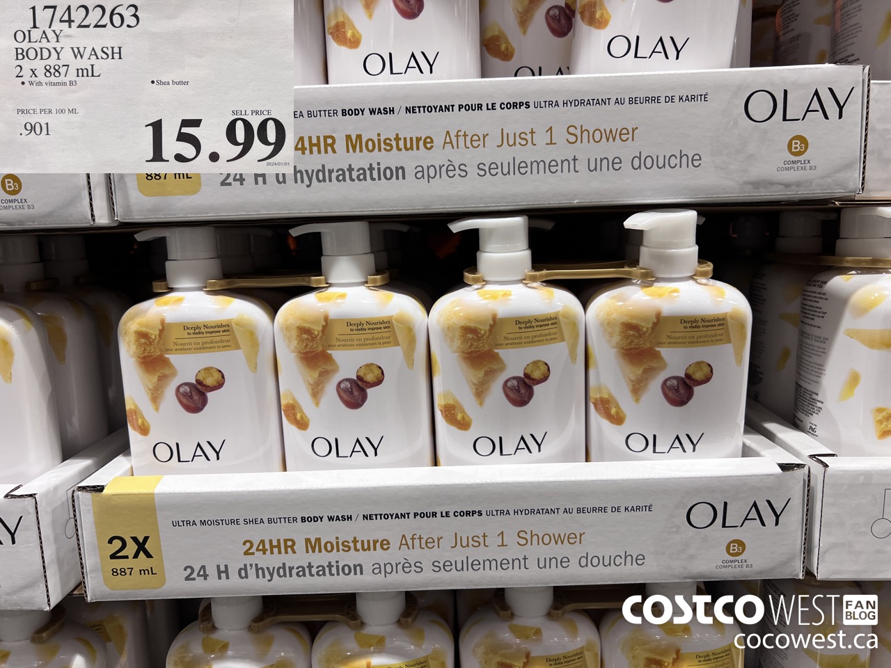 1742263 OLAY BODY WASH 2 X 887 ML $15.99