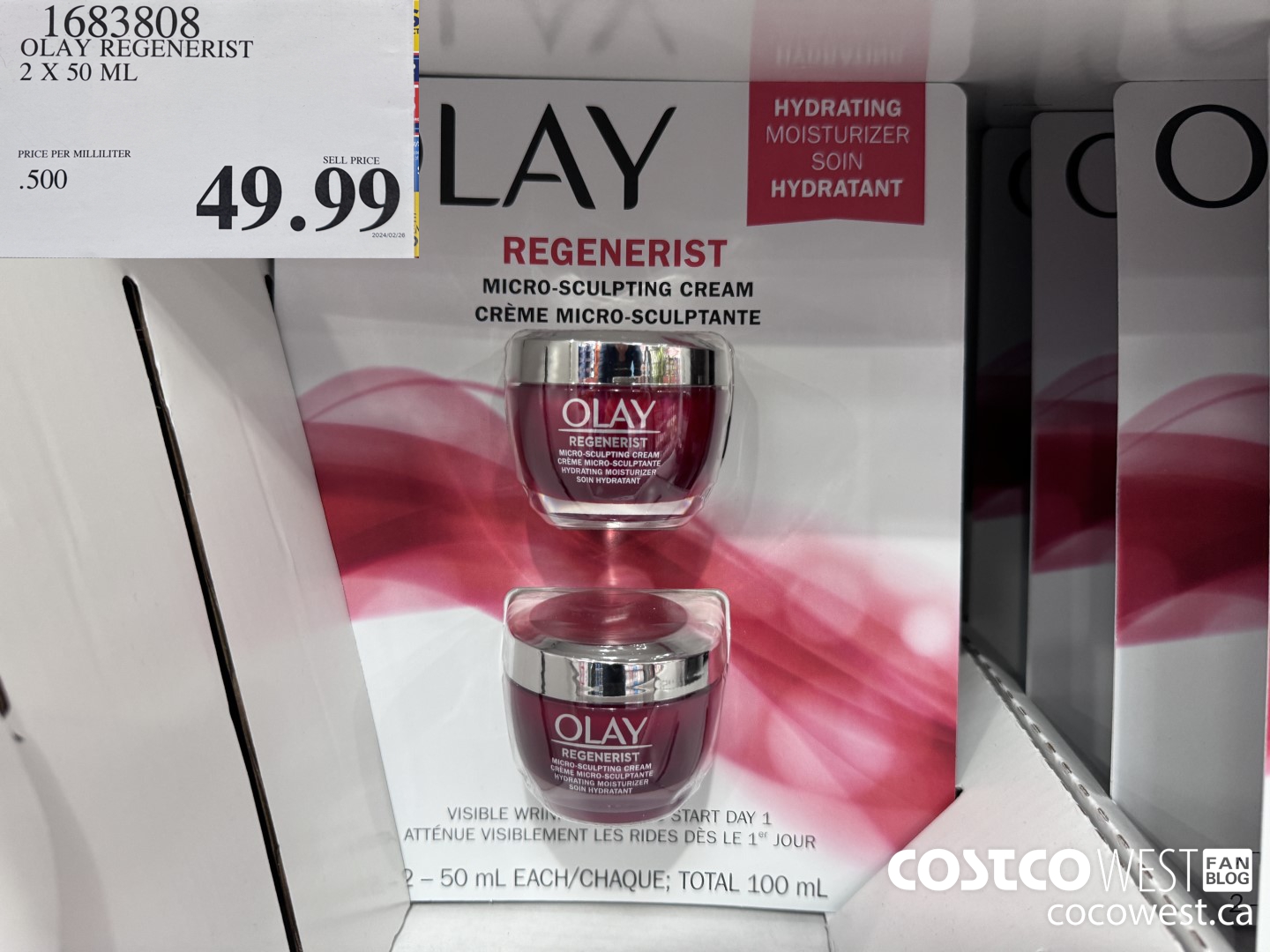 1683808 OLAY REGENERIST 2 X 50 ML $49.99