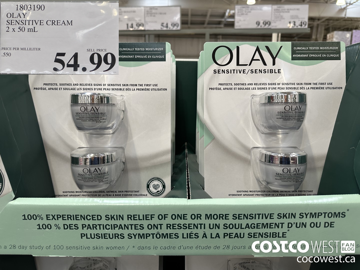 1803190 OLAY SENSITIVE CREAM 2 X 50 ML $54.99