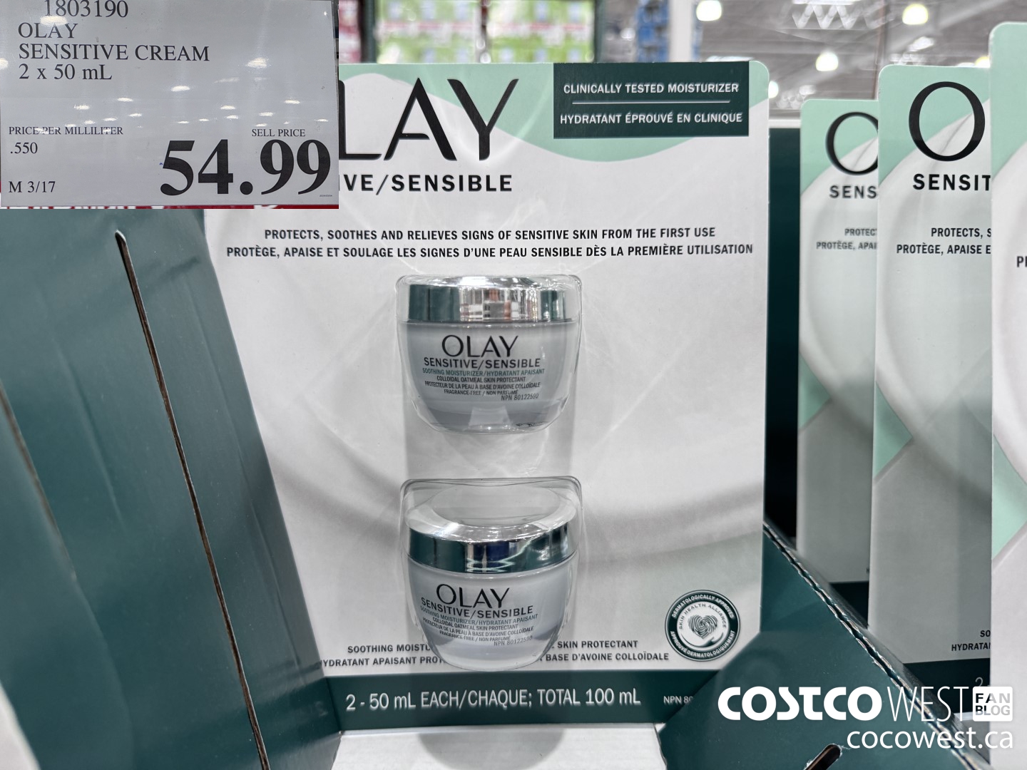 1803190 OLAY SENSITIVE CREAM 2 X 50 ML $54.99