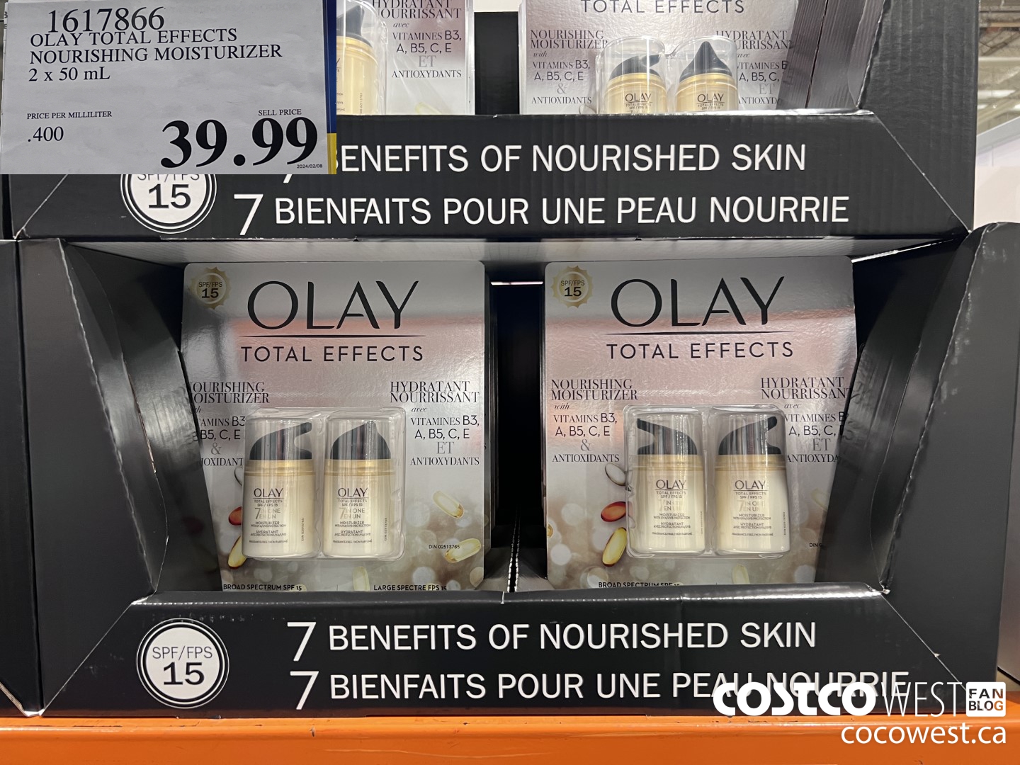 1617866 OLAY TOTAL EFFECTS ANTI-AGING MOISTURIZER 2 X 50 ML $39.99