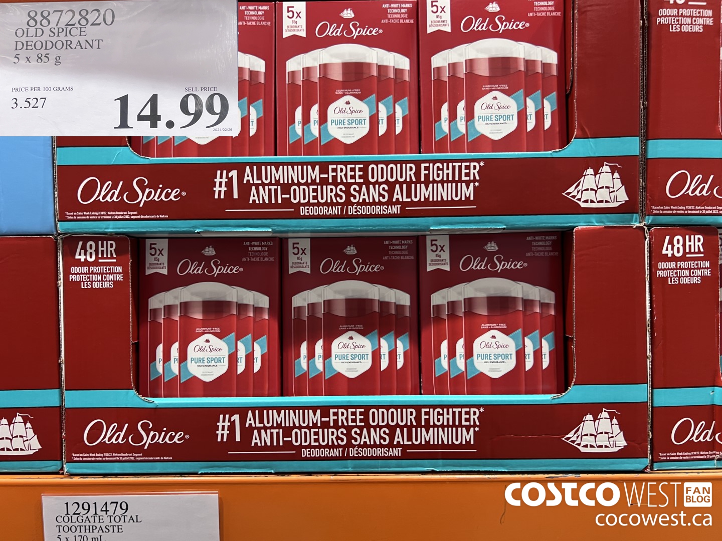 8872820 OLD SPICE DEODORANT 5 x 85 g $14.99