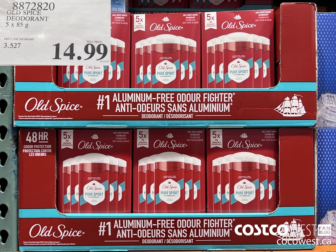8872820 OLD SPICE DEODORANT 5 x 85 g $14.99