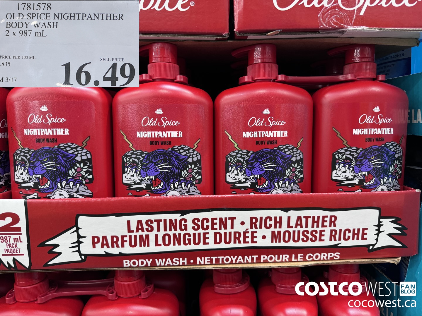 1781578 OLD SPICE NIGHTPANTHER BODY WASH 2 X 987 ML $16.49