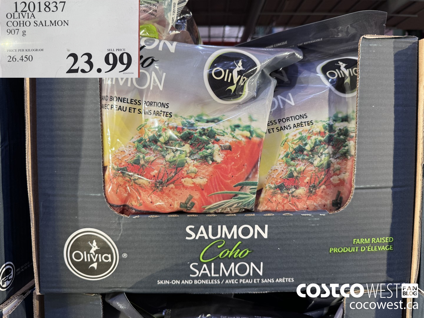 1201837 OLIVIA COHO SALMON 907 g  $23.99
