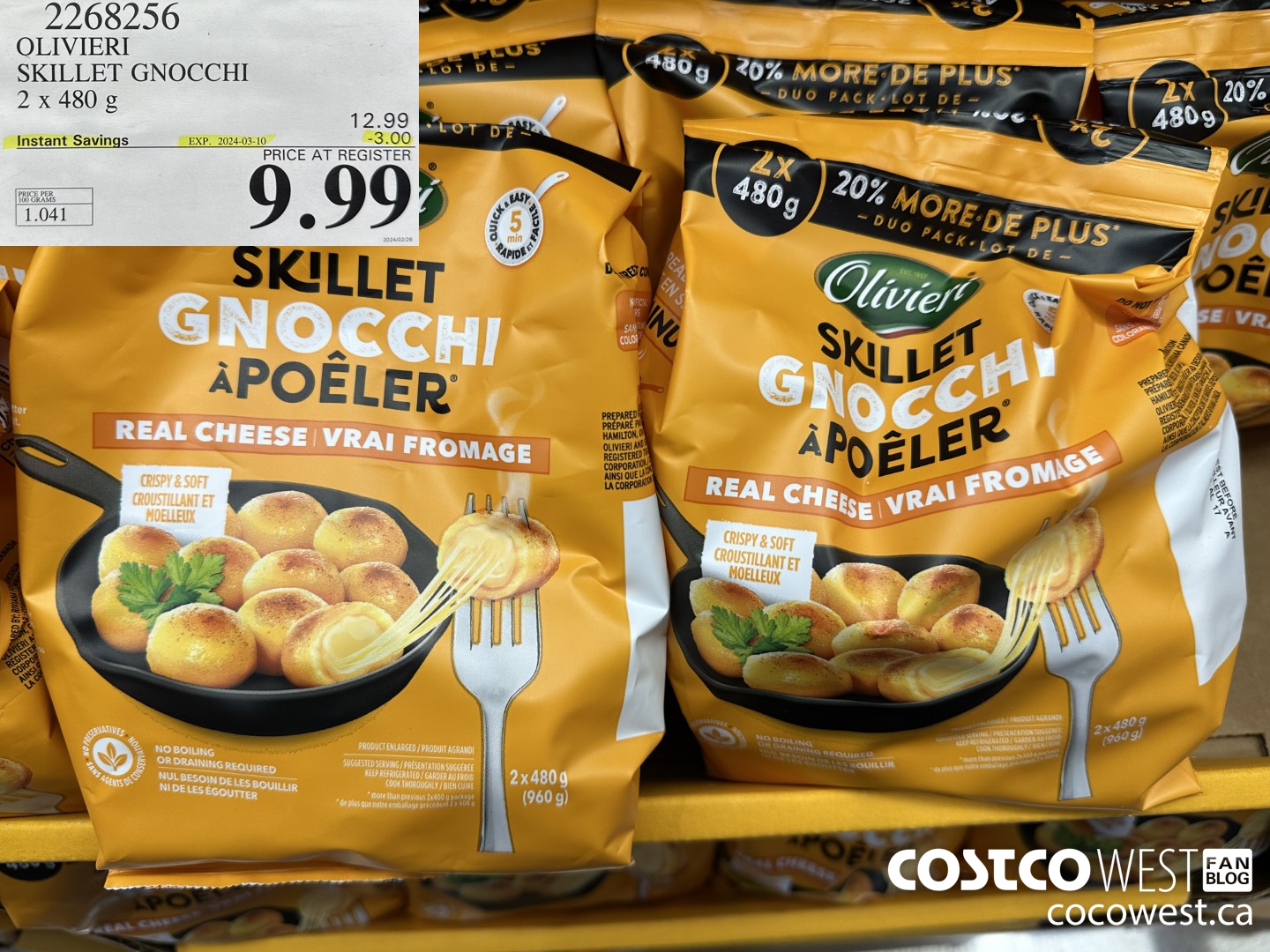 2268256 OLIVIERI SKILLET GNOCCHI 2 X 480G ($3.00 INSTANT SAVINGS EXPIRES ON 2024-03-10) $9.99