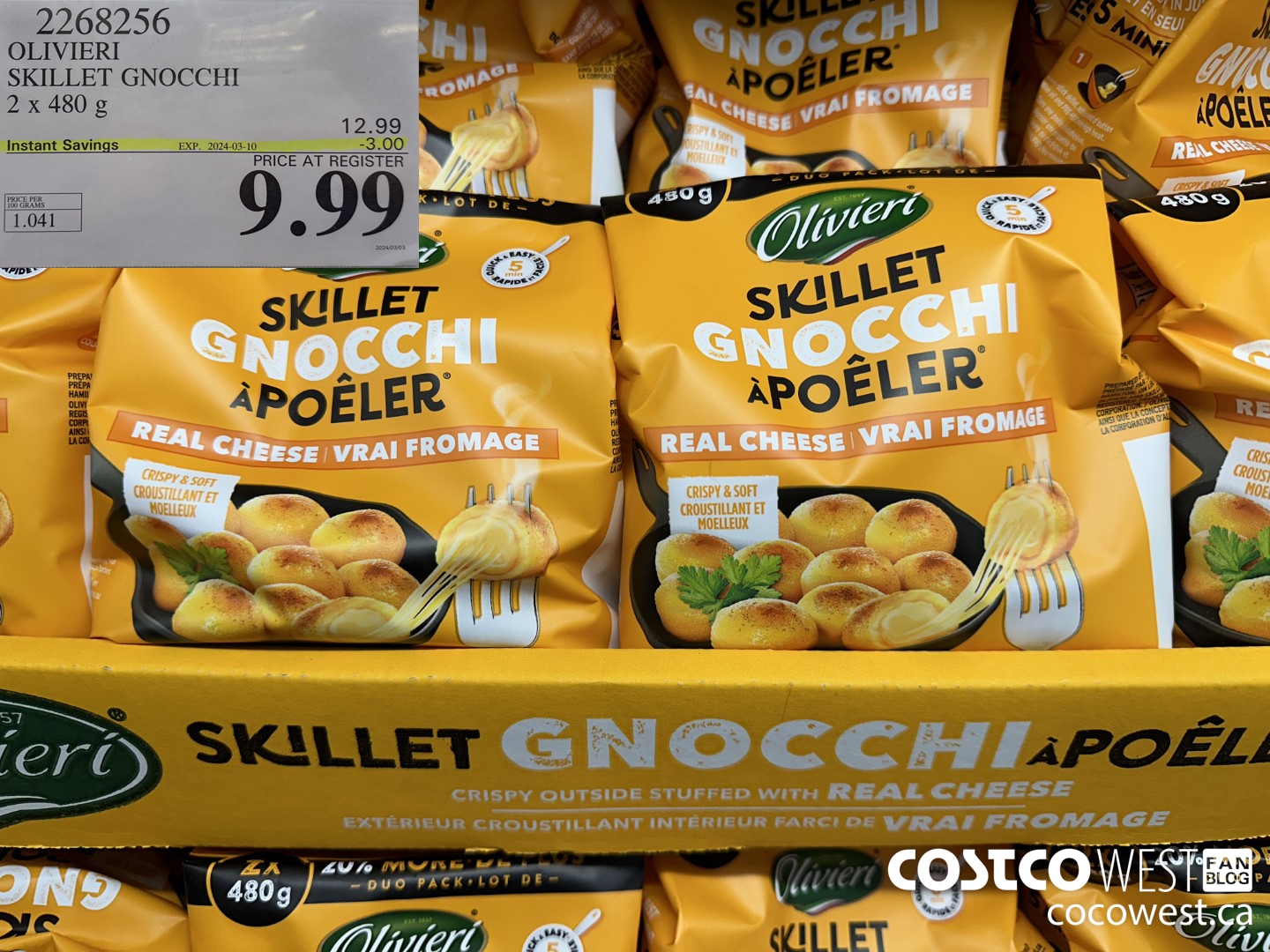 2268256 OLIVIERI SKILLET GNOCCHI 2 X 480G ($3.00 INSTANT SAVINGS EXPIRES ON 2024-03-10) $9.99