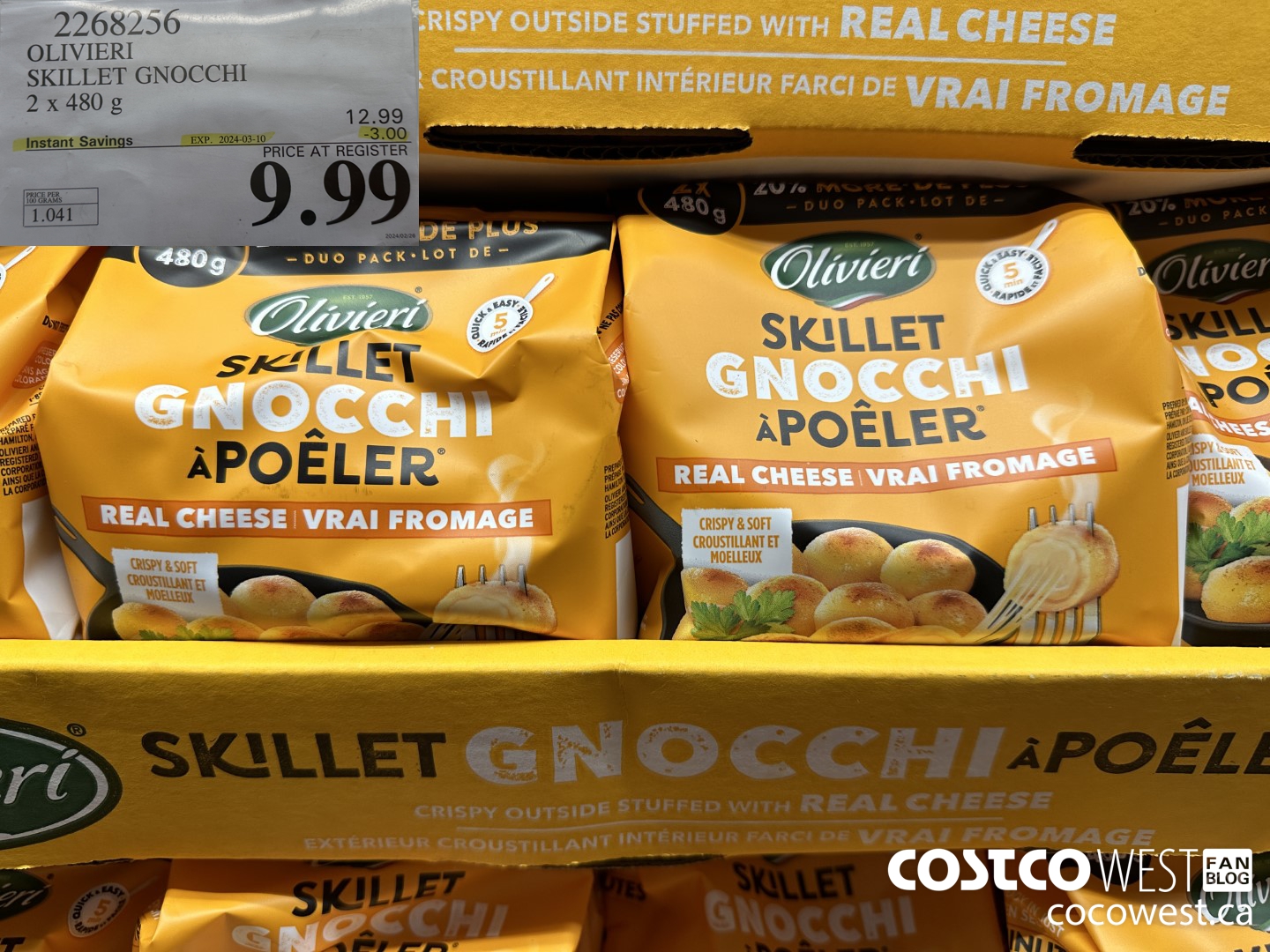 2268256 OLIVIERI SKILLET GNOCCHI 2 X 480G ($3.00 INSTANT SAVINGS EXPIRES ON 2024-03-10) $9.99