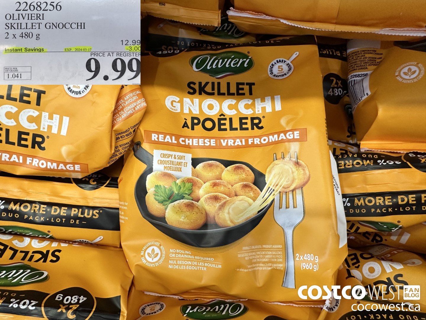 2268256 OLIVIERI SKILLET GNOCCHI 2 X 480G ($3.00 INSTANT SAVINGS EXPIRES ON 2024-03-17) $9.99