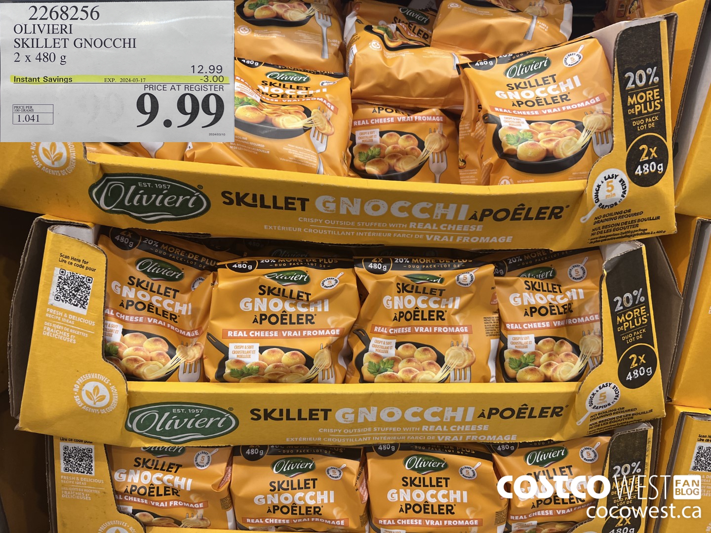 2268256 OLIVIERI SKILLET GNOCCHI 2 X 480G ($3.00 INSTANT SAVINGS EXPIRES ON 2024-03-17) $9.99