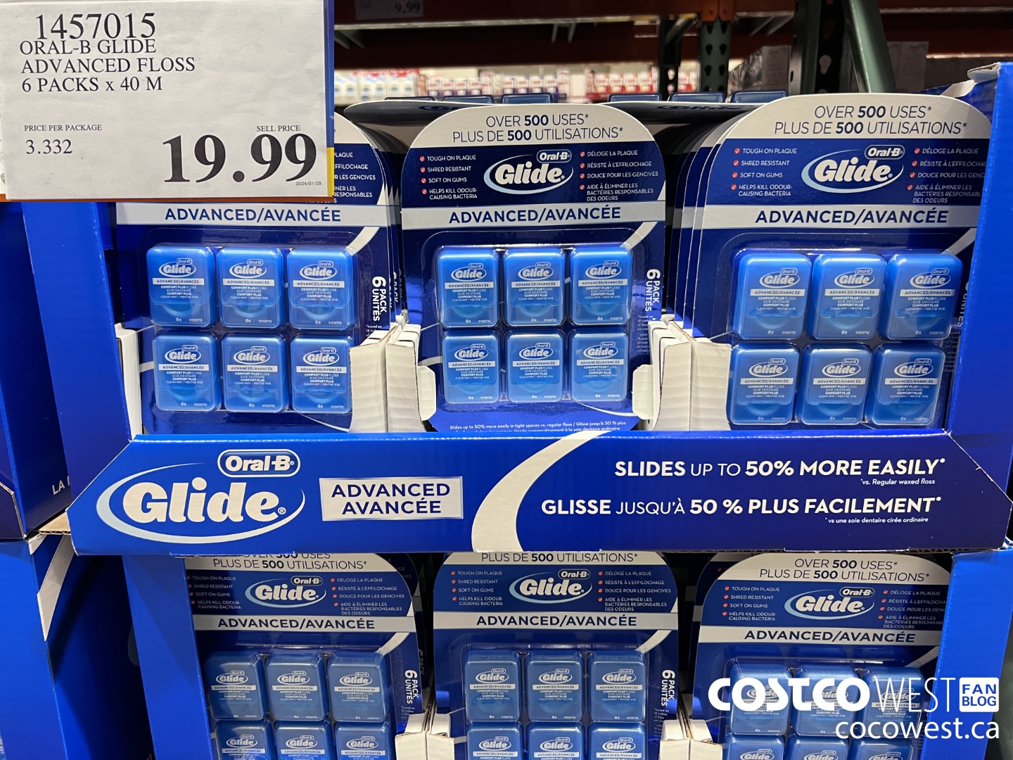 1457015 ORAL-B GLIDE ADVANCED FLOSS 6 PACKS x 40 M $19.99