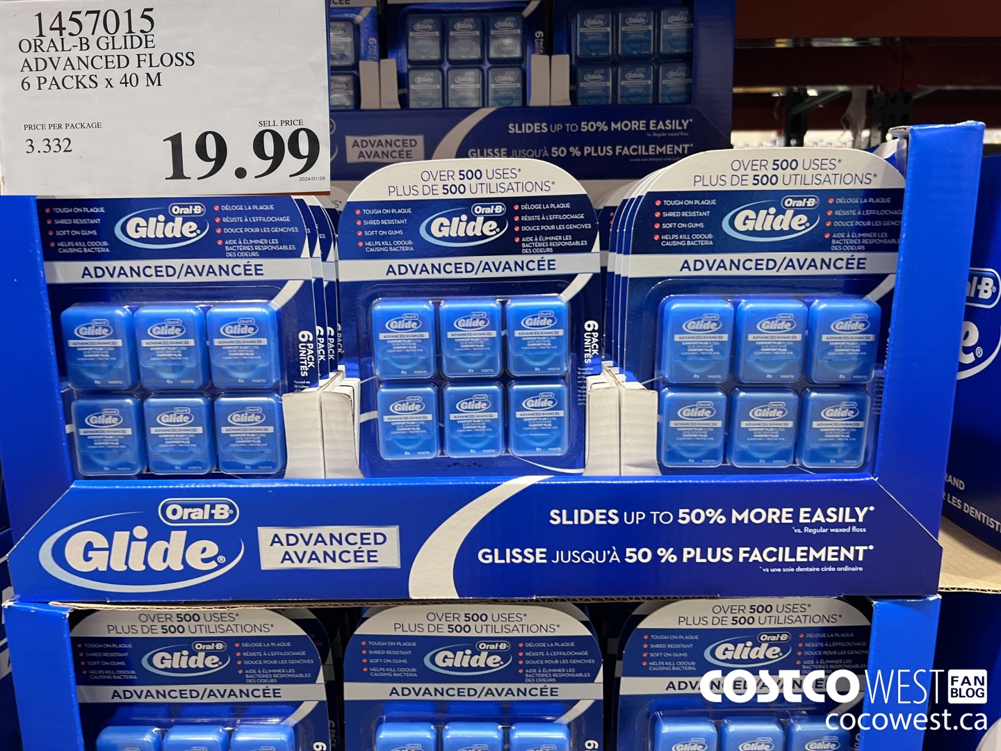 1457015 ORAL-B GLIDE ADVANCED FLOSS 6 PACKS x 40 M $19.99