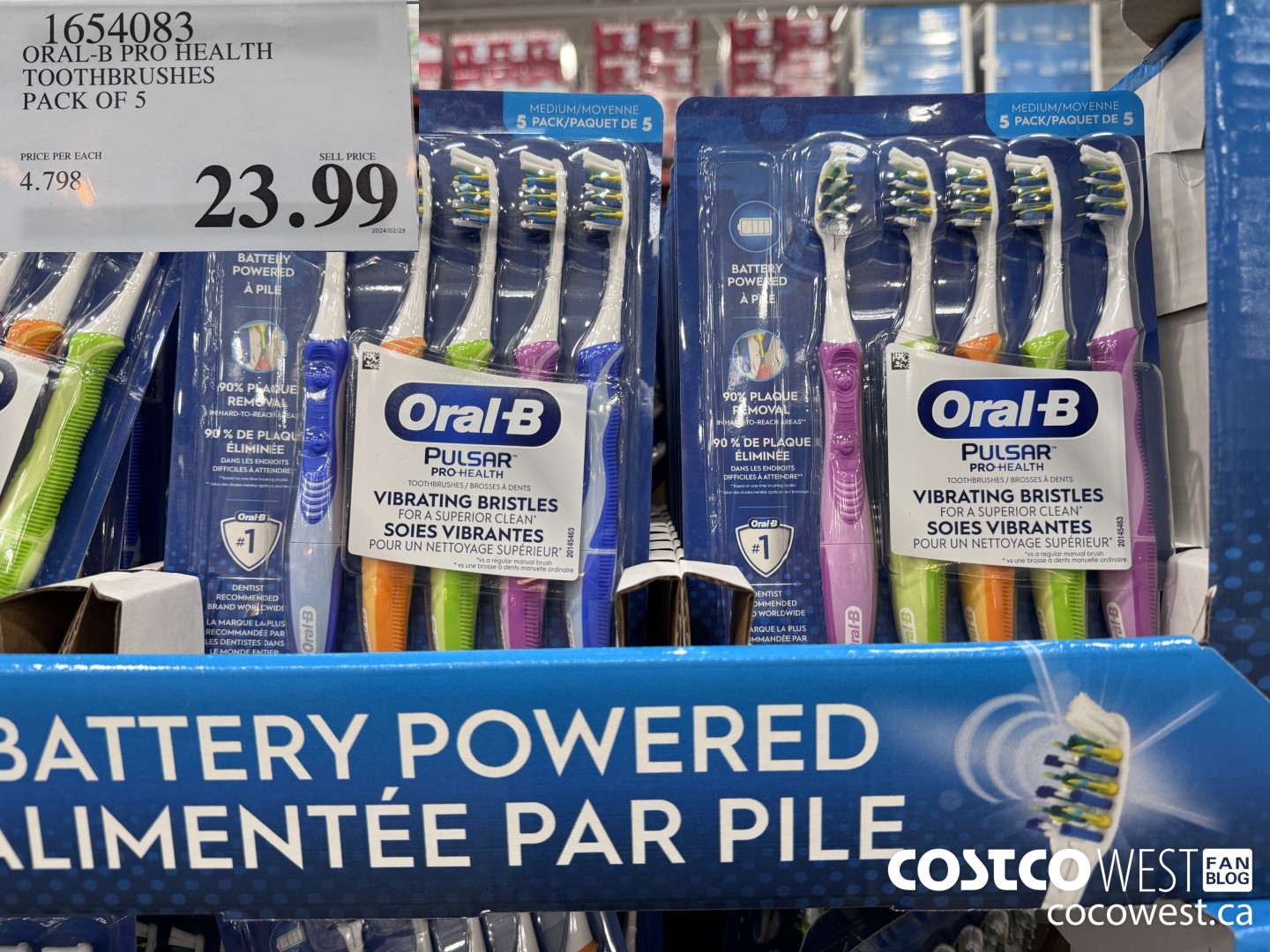 1654083 ORAL-B PRO HEALTH TOOTHBRUSHES PACK OF 5 $23.99