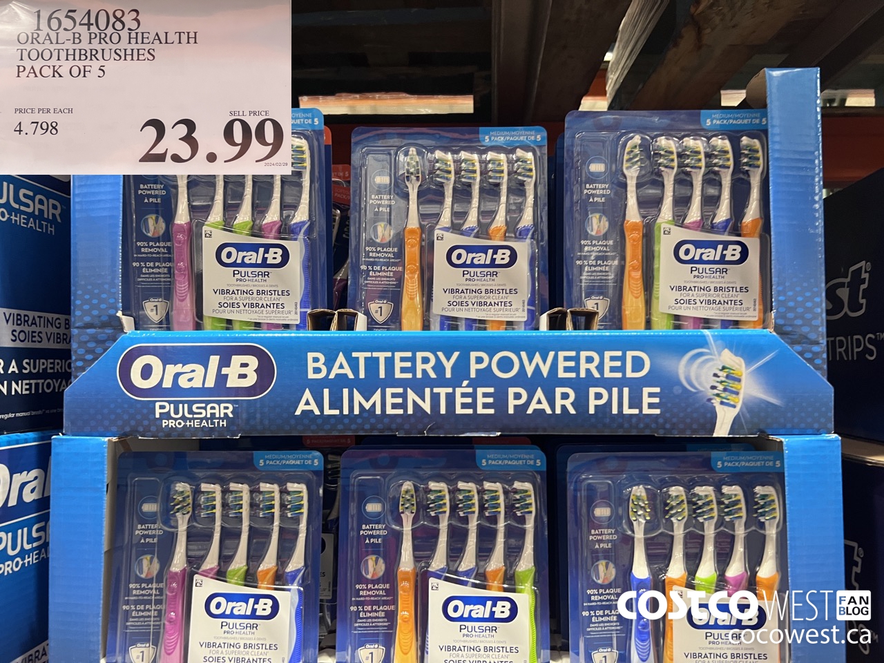 1654083 ORAL-B PRO HEALTH TOOTHBRUSHES PACK OF 5 $23.99