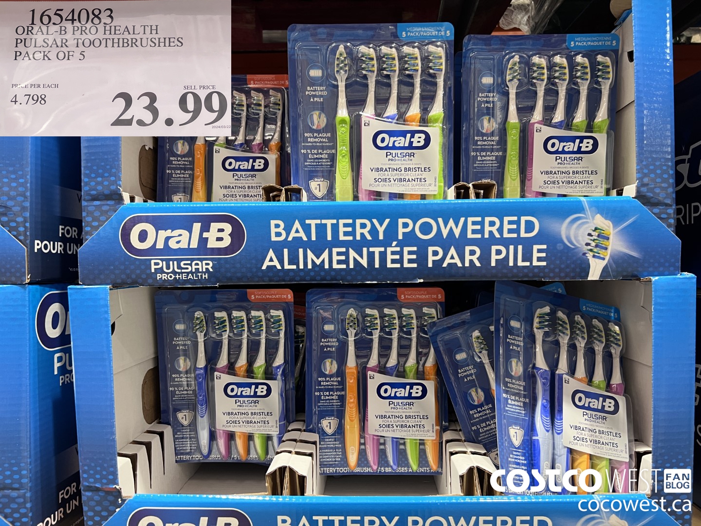 1654083 ORAL-B PRO HEALTH TOOTHBRUSHES PACK OF 5 $23.99