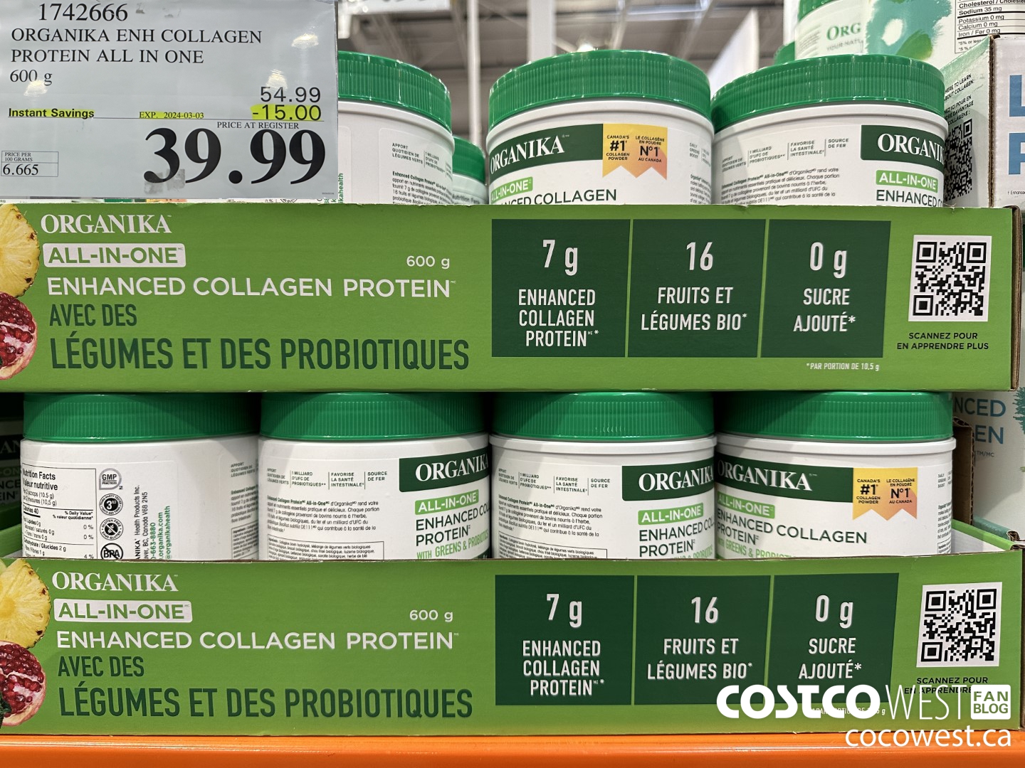 1742666 ORGANIKA ENH COLLAGEN PROTEIN ALL IN ONE 600G ($15.00 INSTANT SAVINGS EXPIRES ON 2024-03-03) $39.99