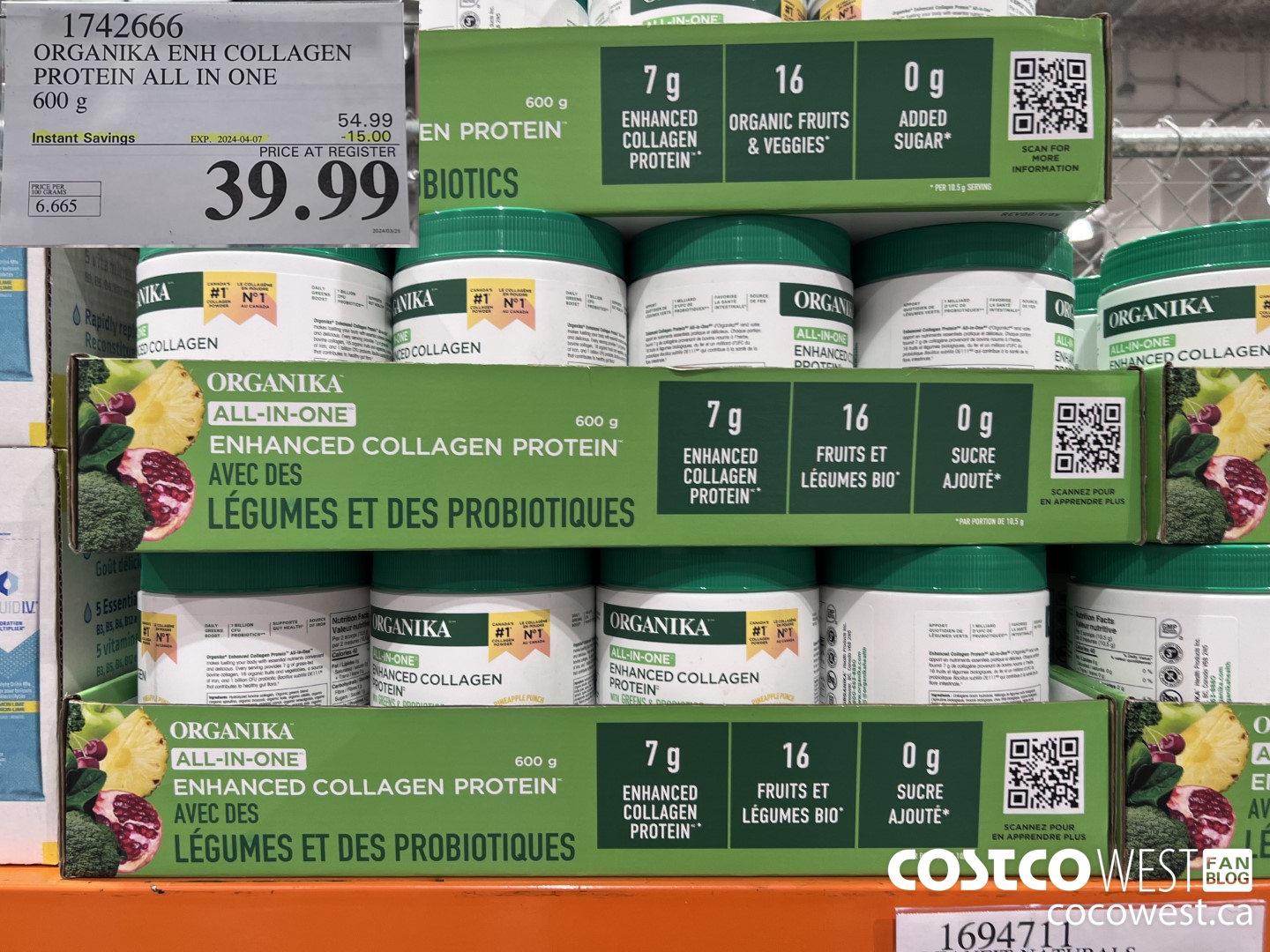 1742666 ORGANIKA ENH COLLAGEN PROTEIN ALL IN ONE 600G ($15.00 INSTANT SAVINGS EXPIRES ON 2024-04-07) $39.99