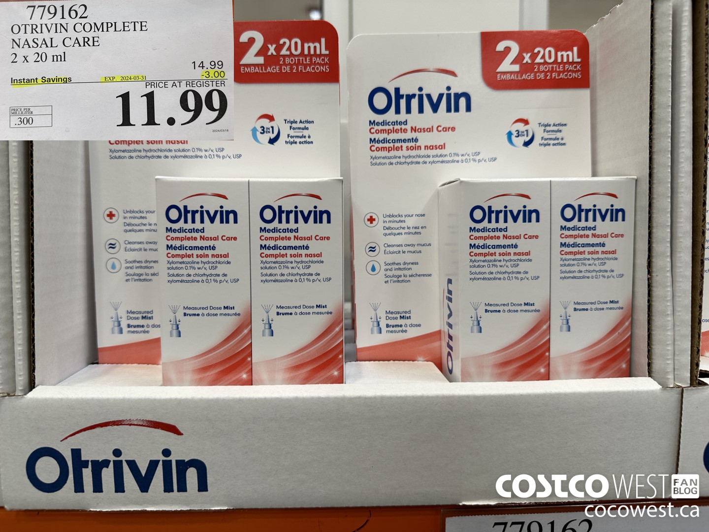 779162 OTRAVIN COMPLETE NASAL CARE 2 X 20ML ($3.00 INSTANT SAVINGS EXPIRES ON 2024-03-31) $11.99