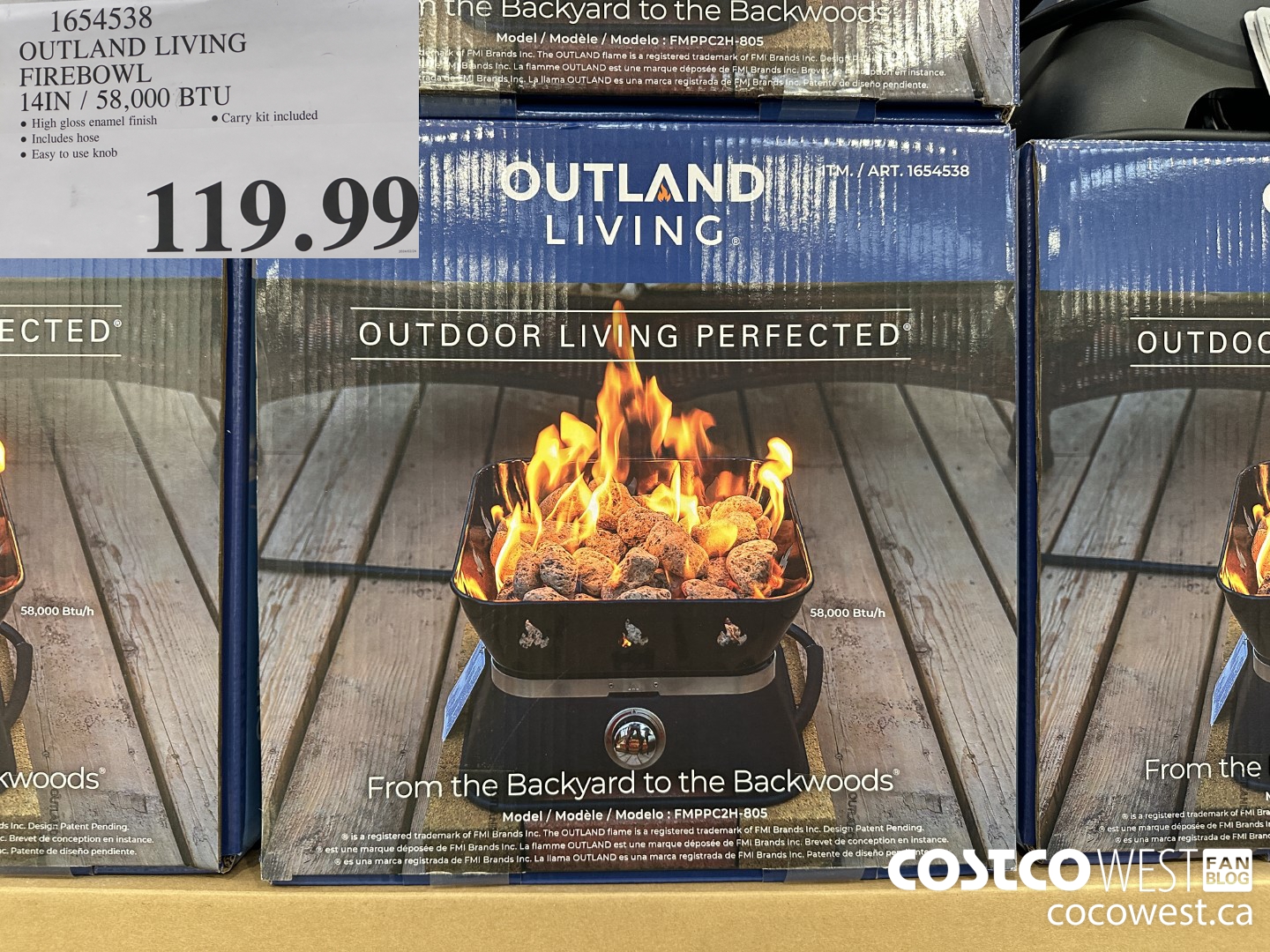 1654538 OUTLAND LIVING FIREBOWL 14IN / 58,000 BTU $119.99