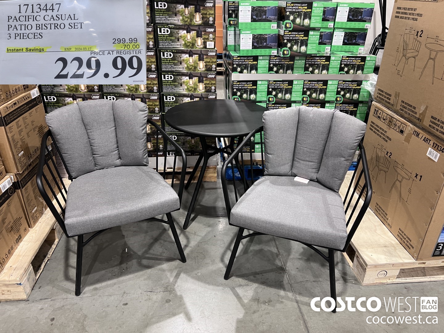 1713447 PACIFIC CASUAL PATIO BISTRO SET 3 PIECES ($70.00 INSTANT SAVINGS EXPIRES ON 2024-03-17) $229.99