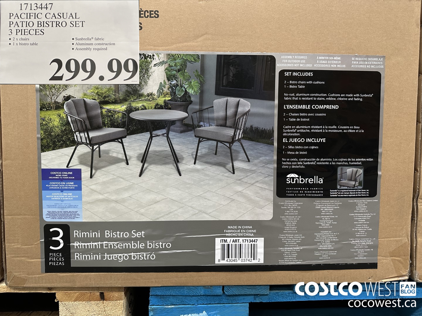 1713447 PACIFIC CASUAL PATIO BISTRO SET 3 PIECES $299.99