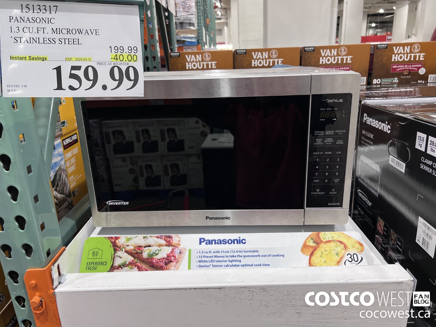 1513317 PANASONIC 1.3 CUFT MICROWAVE STAINLESS STEEL ($40.00 INSTANT SAVINGS EXPIRES ON 2024-03-31) $159.99