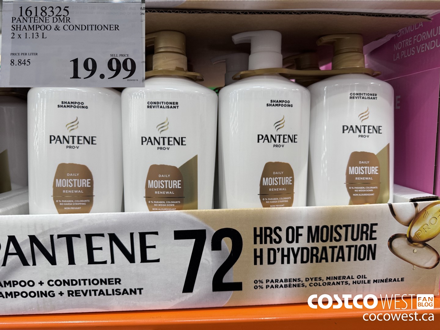 1618325 PANTENE DMR SHAMPOO/CONDIRIONER 2 x 1.13 L $19.99