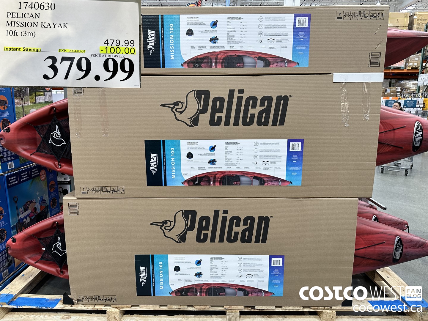1740630 PELICAN MISSION KAYAK 10FT (3M) ($100.00 INSTANT SAVINGS EXPIRES ON 2024-03-31) $379.99