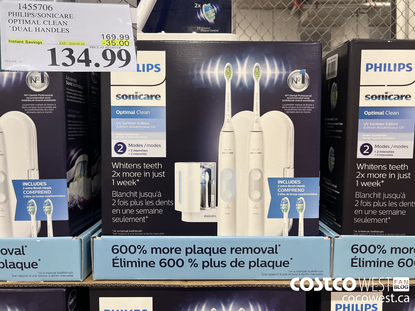 1455706 PHILIPS/SONICARE OPTIMAL CLEAN DUAL HANDLES ($35.00 INSTANT SAVINGS EXPIRES ON 2024-03-24) $134.99