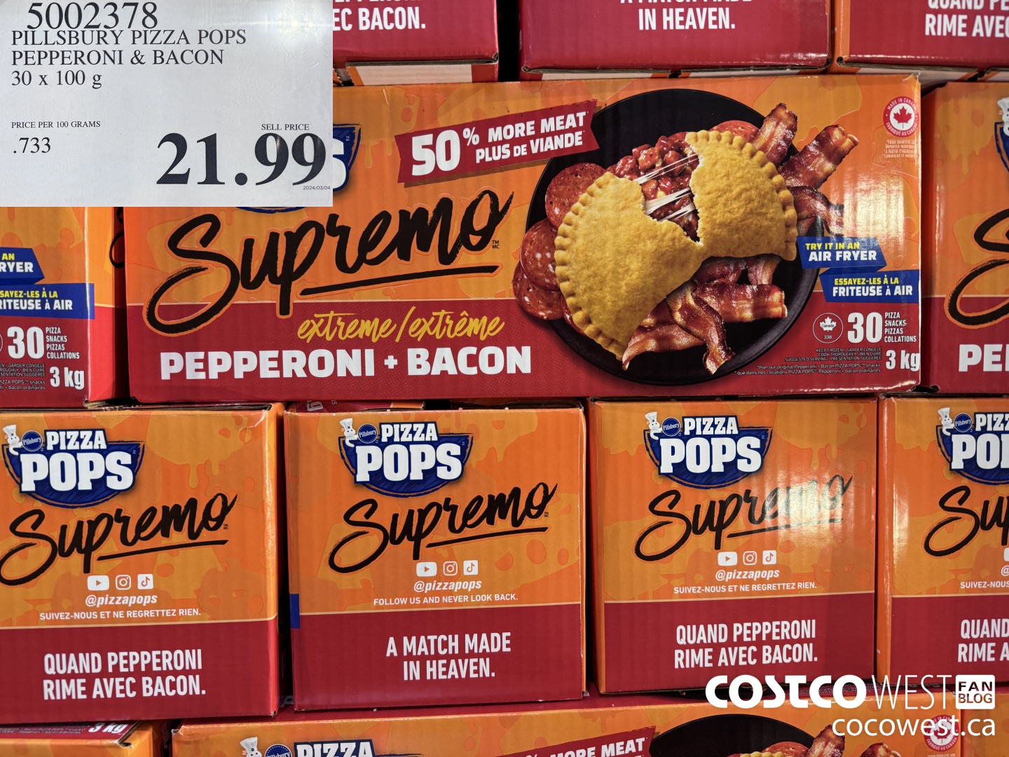 5002378 PILLSBURY PIZZA POPS PEPPERONI & BACON 30 x 100 g $21.99