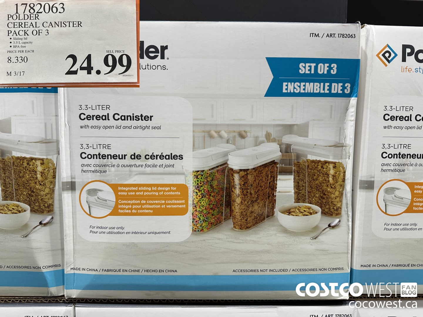 1782063 POLDER CEREAL CANISTER PACK OF 3 $24.99
