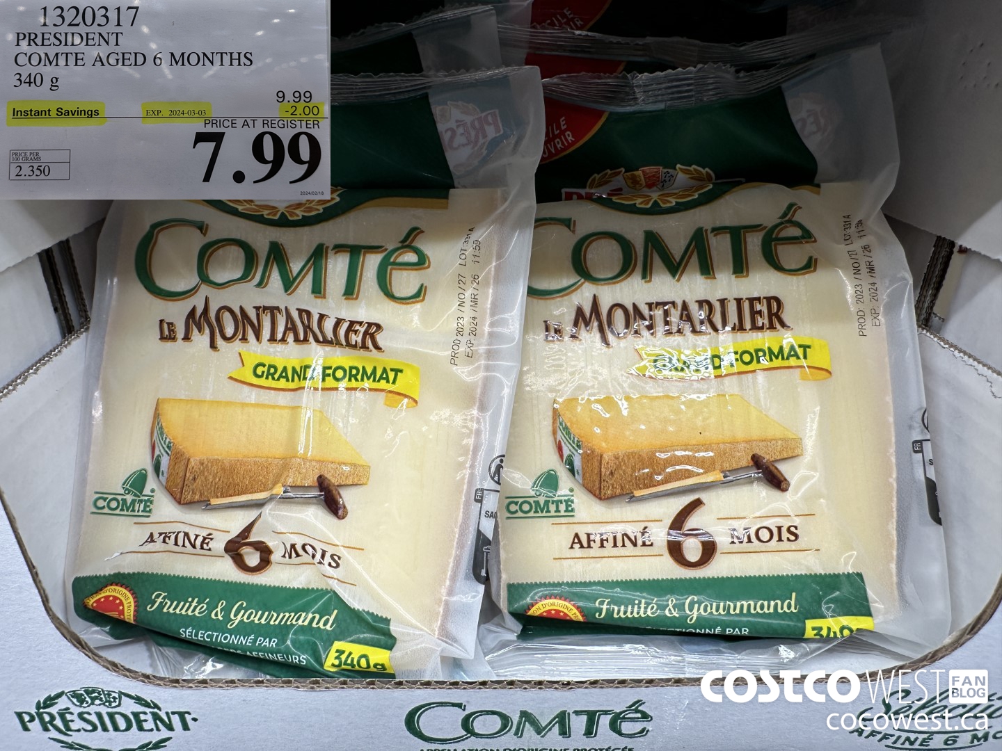 1320317 PRESIDENT COMTE AGED 6 MONTHS 340 G ($2.00 INSTANT SAVINGS EXPIRES ON 2024-03-03) $7.99